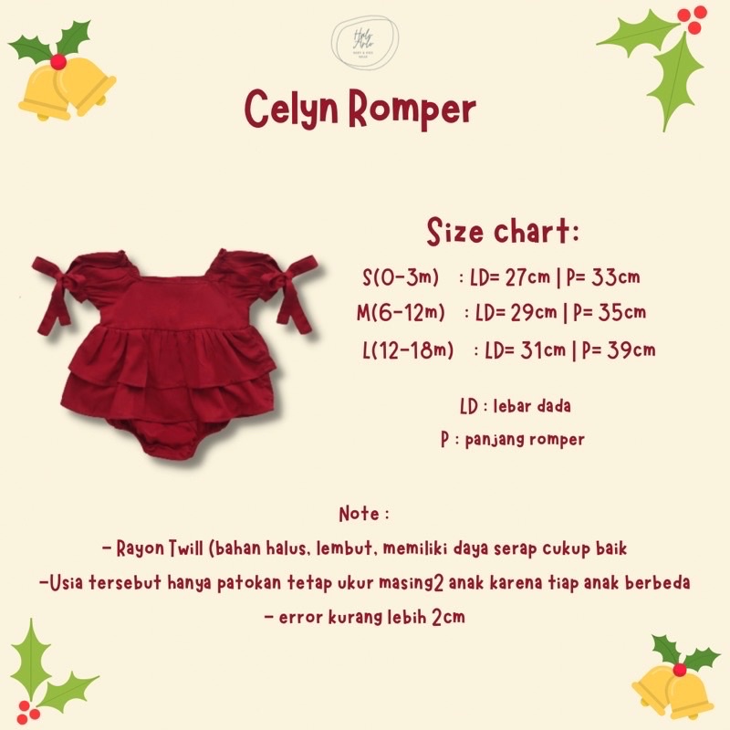 CELYN ROMPER HaloArlo 0-18m / Romper Bayi