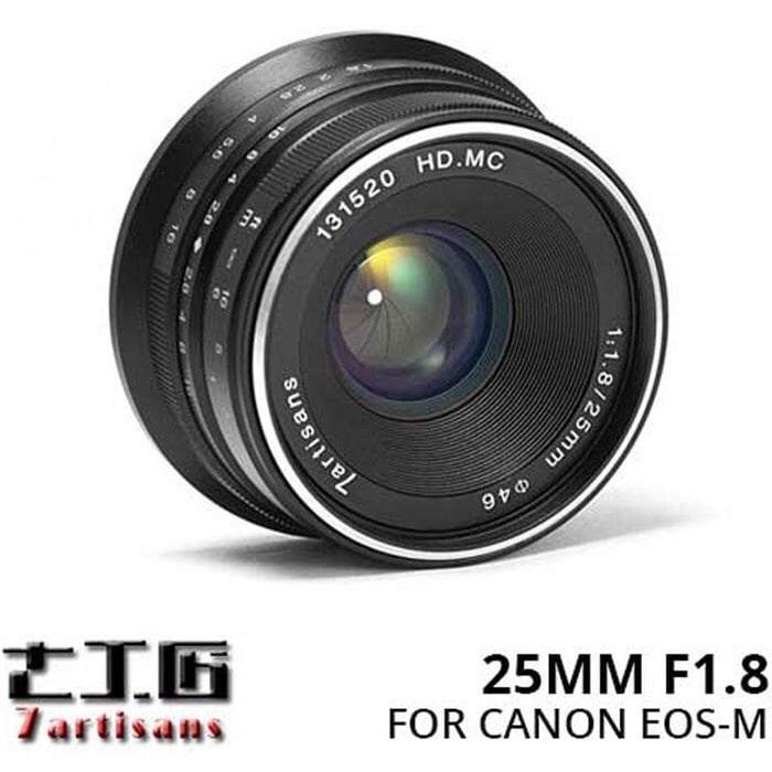 Lensa 7artisans eos m 25 mm f1.8 black..