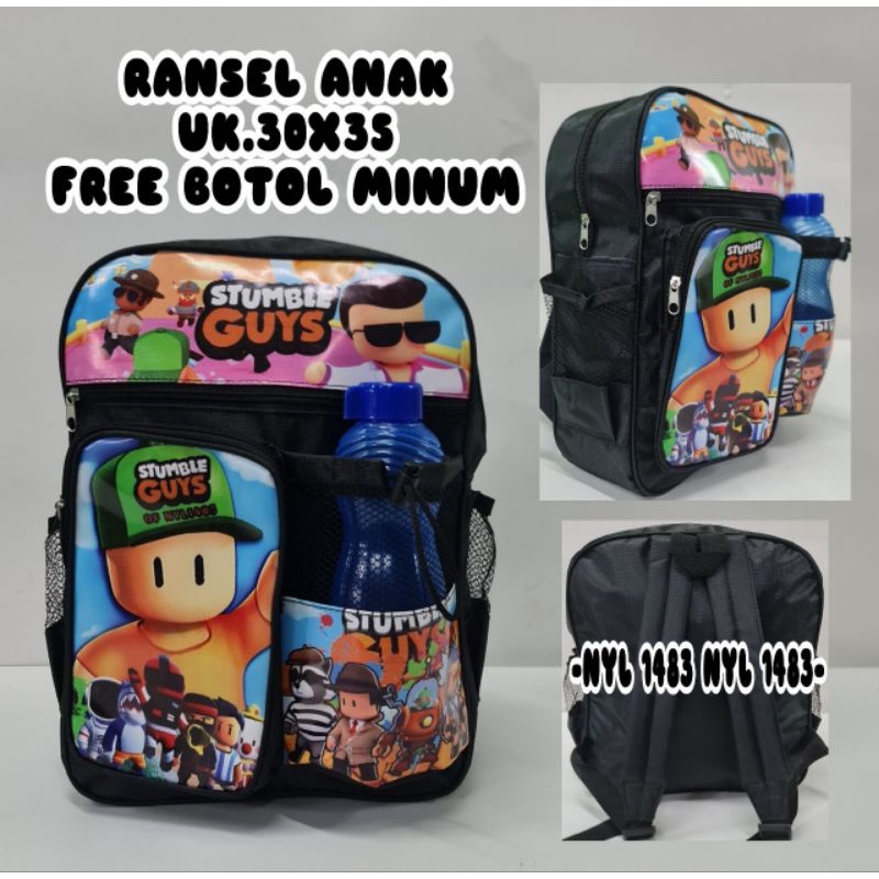 Tas Ransel Anak Sekolah TK SD Karakter STUMBLE GUYS / Free botol Minum