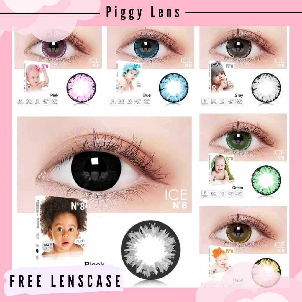 SOFTLENS ICE N8 COLOR BIG EYES 16MM MINUS 2.25 SD 6.00 FREE LENSCASE