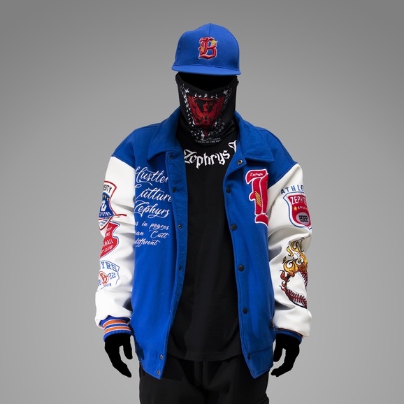 VARSITY JACKET Blue Buckskin Bordir Bear