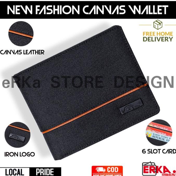 Dompet Pria Cowok Laki Laki Anak Muda Remaja Kain Canvas 2 Ruang Keren