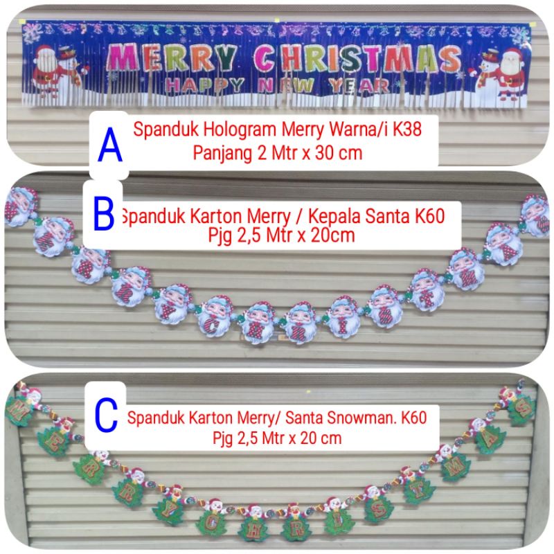 Hiasan dekorasi spanduk banner natal dan tahun baru merry christmas ornamen  pernak pernik natal
