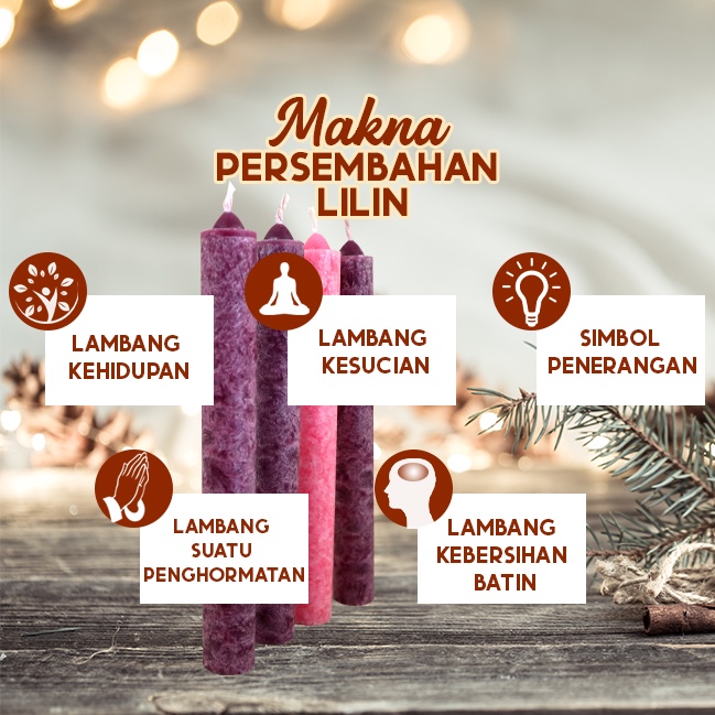 Lilin Doa Advent Adven Natal Lilin Misa Ungu Pink Stearin Kristal Stik