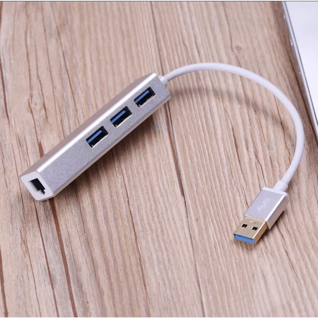 USB Hub 3 Port 3.0 Ethernet Adapter Rj45 Lan Port High speed 100 / 1000Mbps