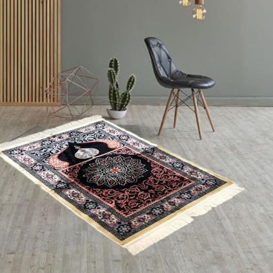 sajadah yakar karpet / sajadah turki bludru / sajadah premium - Hitam