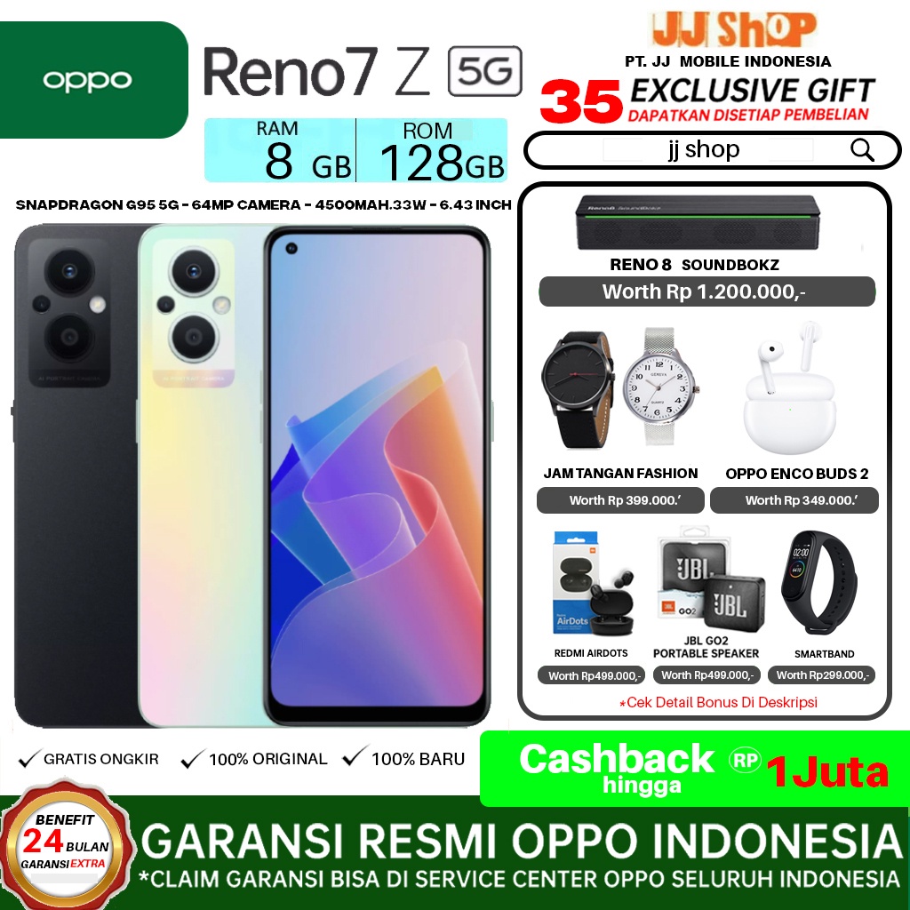 OPPO RENO 7z 5G  &amp; RENO 7 5G 8/128 8/256 GB RAM 8GB ROM 256GB 128GB GARANSI RESMI