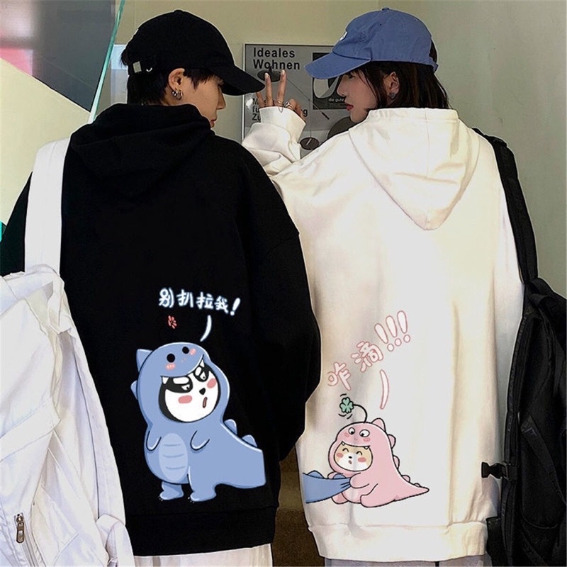 SWEATER HOODIE FLEECE KOREA MOTIF DINO/HOODIE COUPLE OVERSIZE DINO/PROMO COD HOODIE COUPLE PRIA WANI