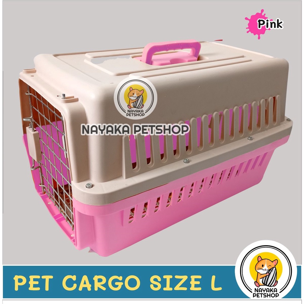 Size L Pintu Besi Pet Cargo Besar Pet Carrier Kucing Travel Jumbo Kandila Musang