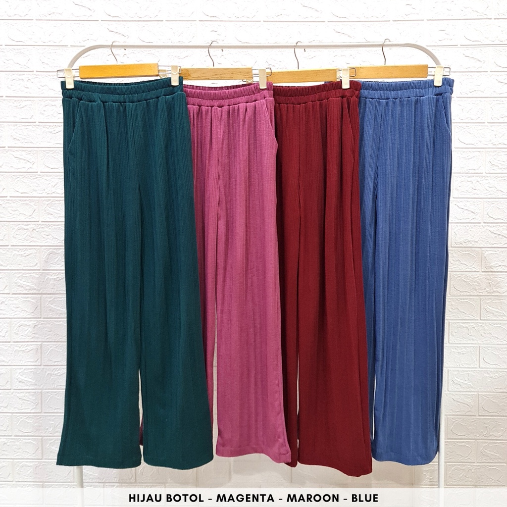 ready 4436 tuesday knit pants culottes polos bahan rib knit premium bigsize