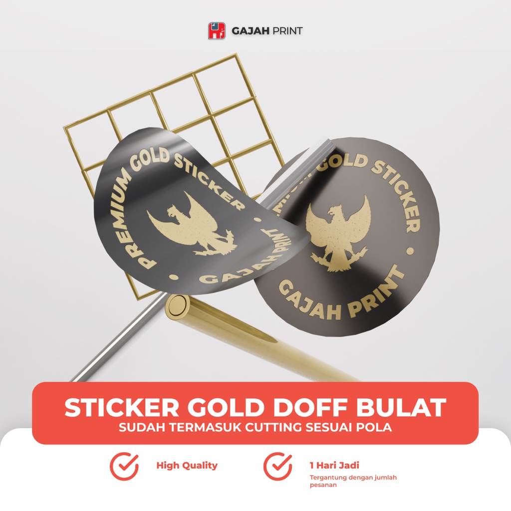 

Stiker Gold Doff Custom Bulat / Stiker emas