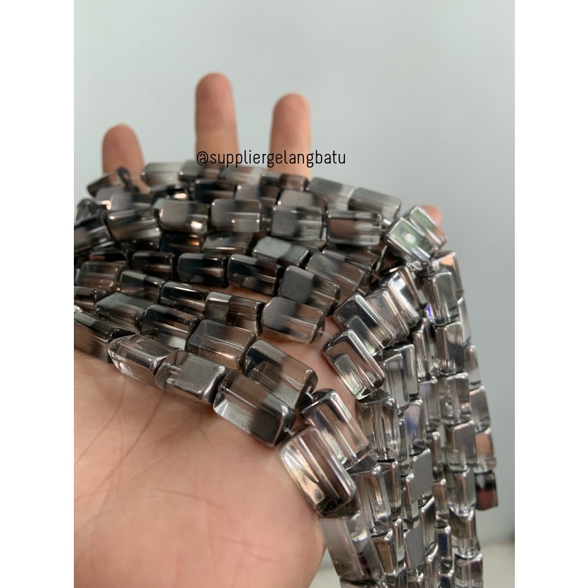 kristal SEGITIGA PANJANG SILVER 8mm PUTIH KUARSA bahan manik spacer