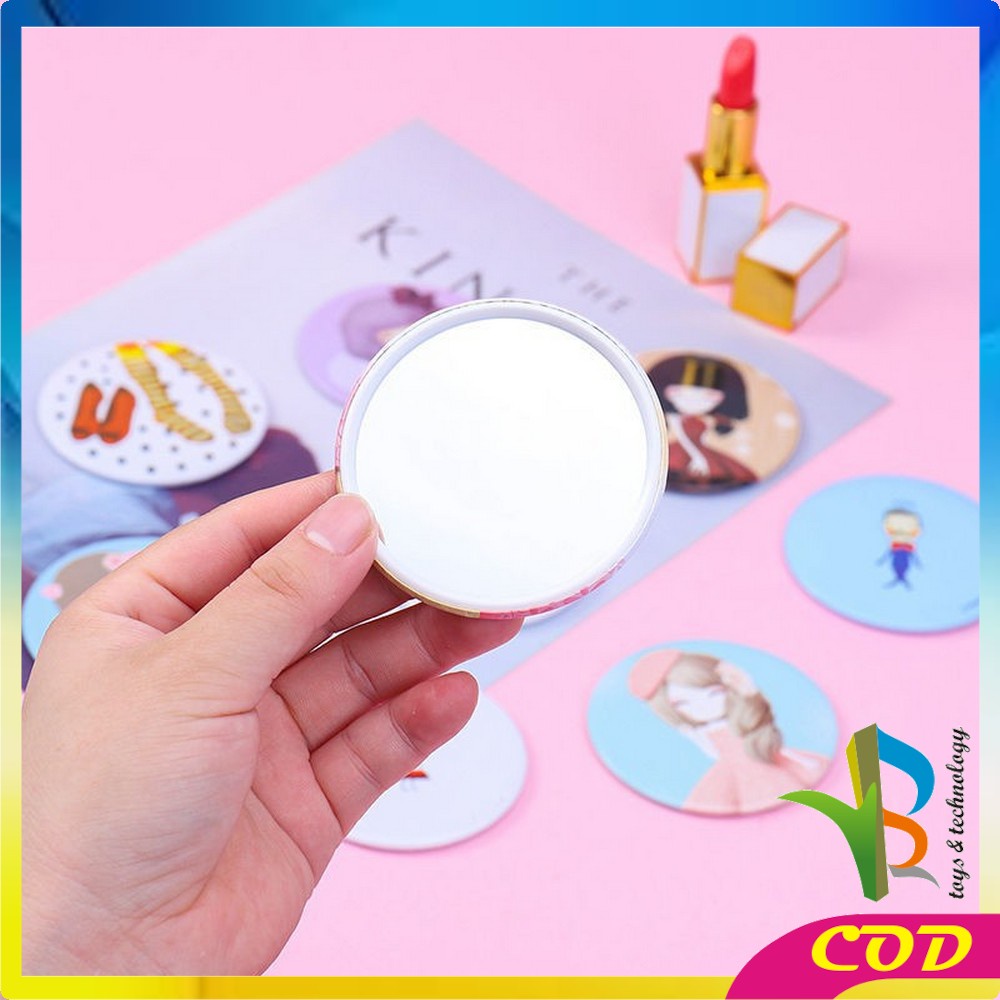 RB-K53 Cermin Bulat Karakter / Kaca Cermin Make Up Mini Travelling Motif Kartun Colorful / Cermin Saku Portable Mini / Kaca Dandan Rias Sovenir