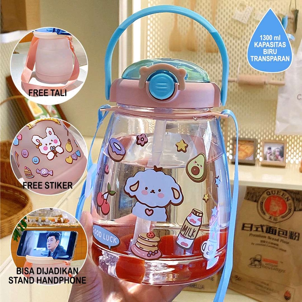 Botol Minum Gradasi Anak 1.3 Liter Free Sticker 2D Botol Minum motivasi Gradasi 1300ml