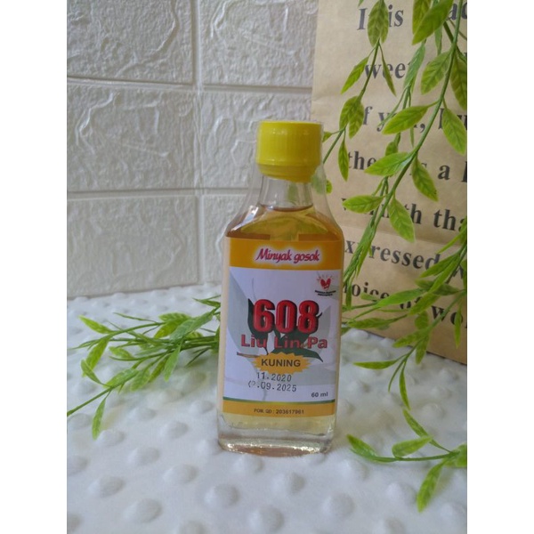 Minyak Gosok 608 KEMASAN 60 ML(KUNING) Minyak Gosok liu lin pa