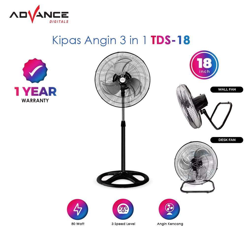 Kipas Angin ADVANCE TDS-18 18inch Fan Multifungsi 3in1 | Garansi Resmi Advance 1 Tahun