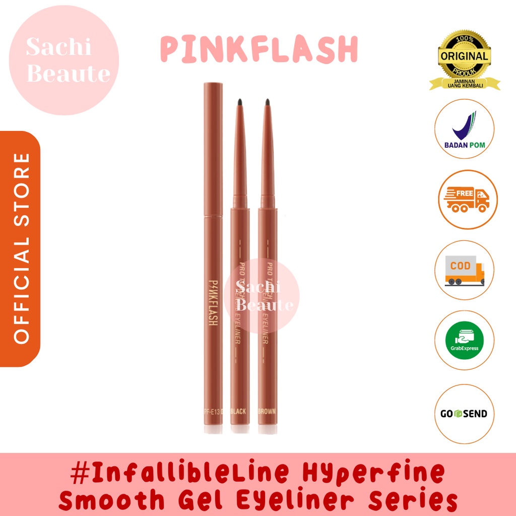 PINKFLASH #InfallibleLine Hyperfine Halus Gel Eyeliner Pensil Pigmen Tinggi Tahan Air Tahan Lama Eyeliner Pencil Tekstur Creamy