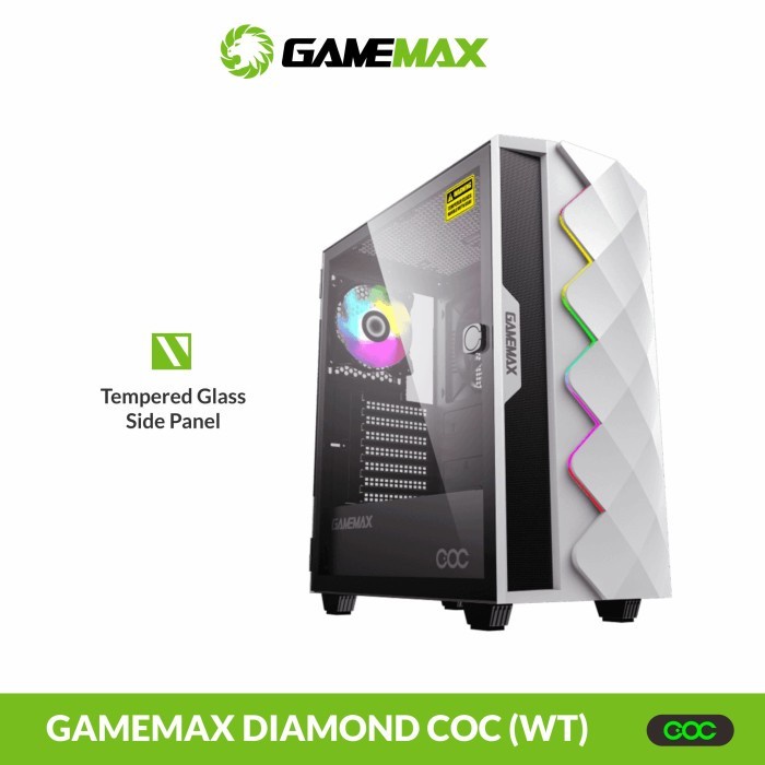 CASING GAMEMAX DIAMOND COC WHITE | PC Case with COC Turbo Fan