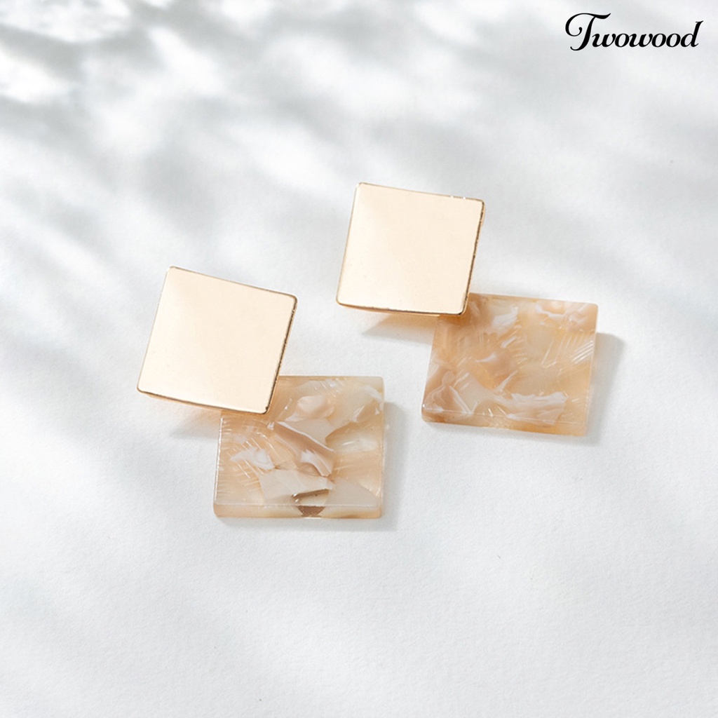 1 Pasang Anting Stud Geometris Warna Kontras Model Rongga Gaya Vintage Untuk Pesta Pernikahan