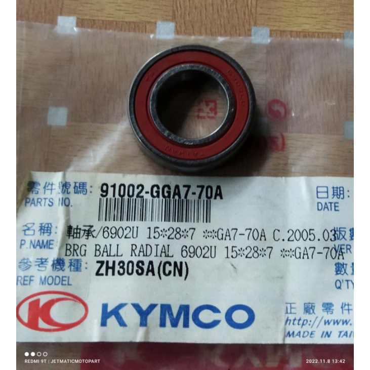 Bearing Pulley CVT Belakang Kymco Grand Dink 250cc