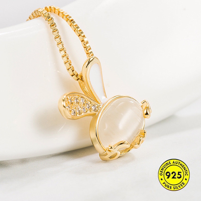 Kalung Rantai Lapis Emas 18K Dengan Liontin Kelinci Untuk Wanita U1399