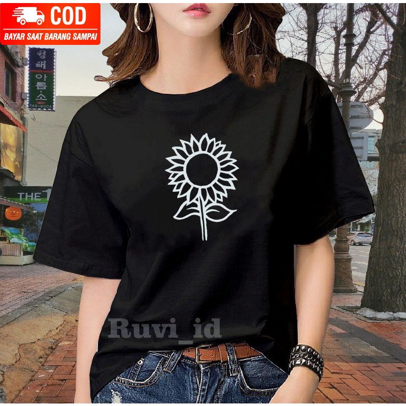 Ruvi_id-KAOS DISTRO / BELI 3 GRATIS HEANDSET EXTRA BASS / KAOS BUNGA MATAHARI / KAOS WANITA / KAOS REMAJA POPULER / BLUS / T-SHIRT / KOREAN STYLE / ATASAN KEKINIAN / ATASAN MURAH / KAOS OVERSIZE / BAJU JUMBO / BAJU JAMAN NOW / BAJU KEKINIAN / BAJU MURAH