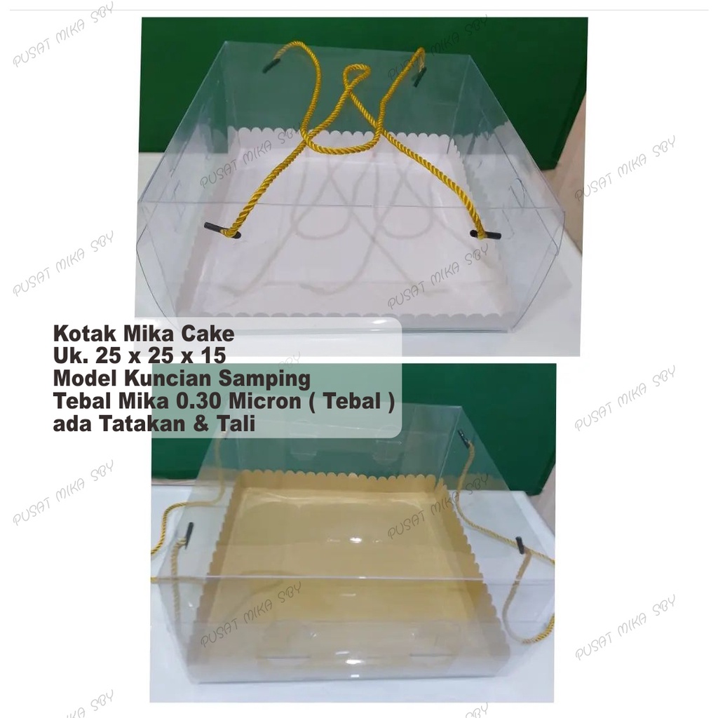 Kotak Mika Kemasan Kue Uk. 25 x 25 x 15 Model Kuncian Kanan Kiri ( Minimal Order 2 Biji )