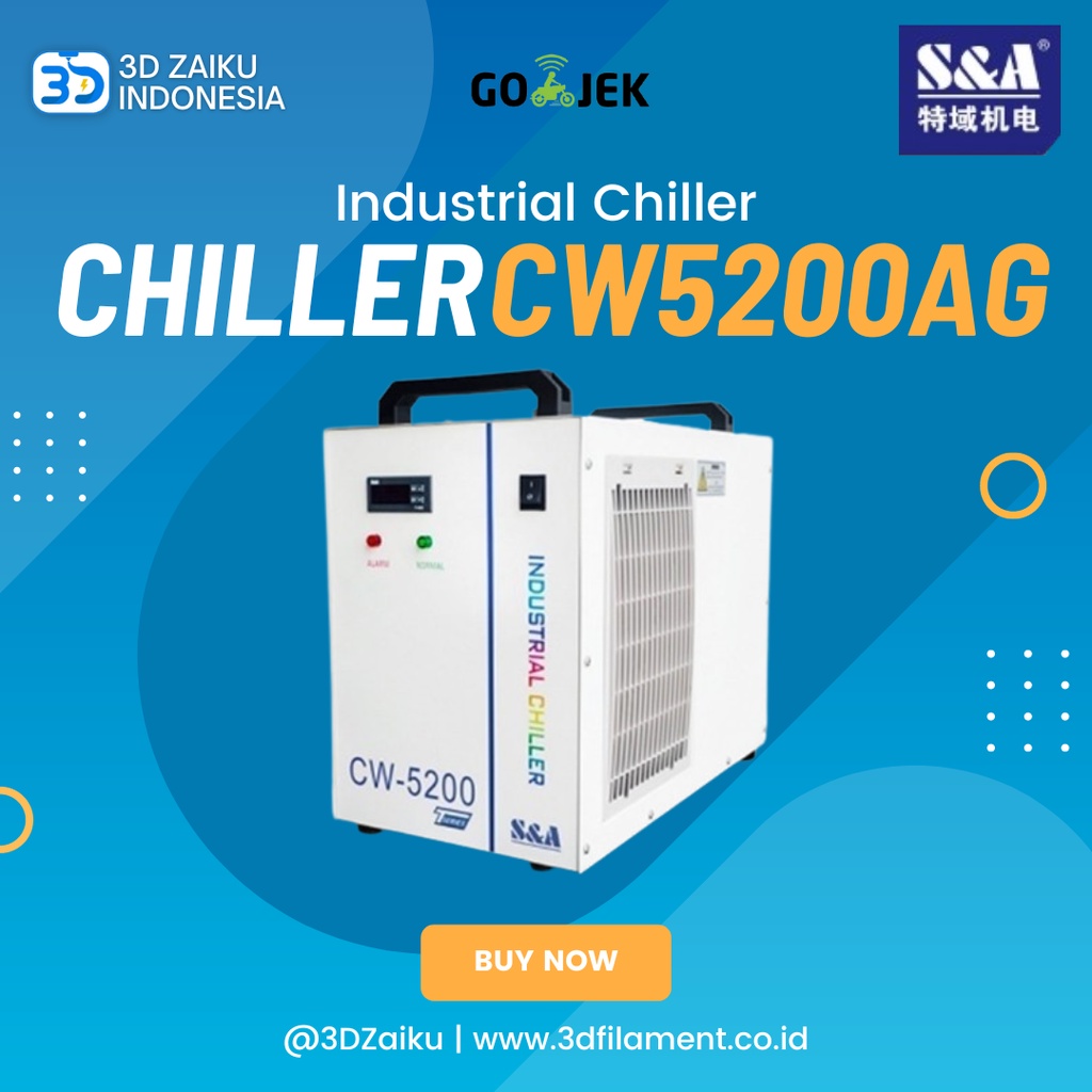 Original TEYU Industrial Chiller CW5200 AG Merek S&amp;A Mesin Laser CO2