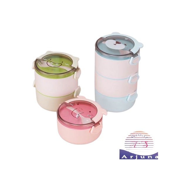 Rantang Anak Karakter /Kotak Bekal Anak Motif Lucu/ Lunch Box Set BPA FREE