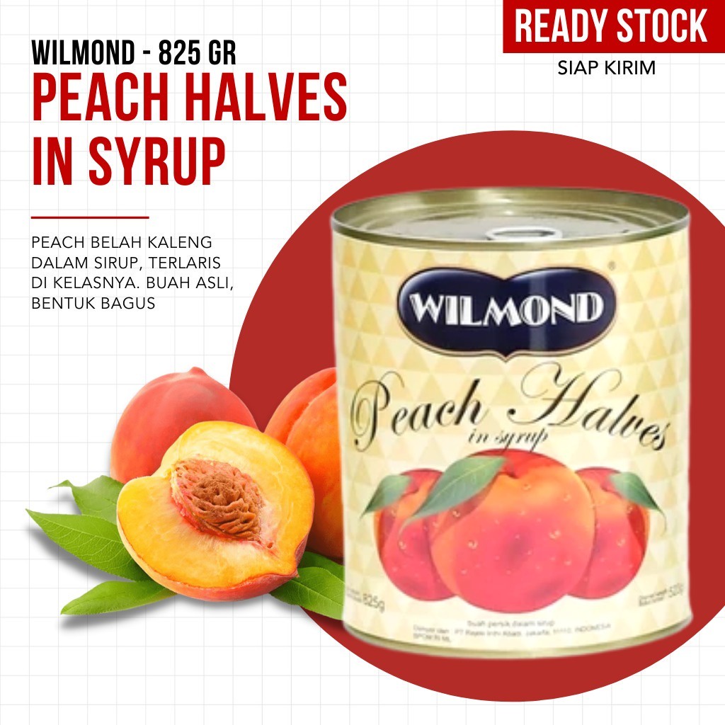 WILMOND - Peach Halves in Syrup / Buah Peach Kaleng 825 gr - TERMURAH