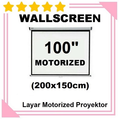 Layar Proyektor Otomatis 100 Inch Layar Dinding Gantung Remote Wallscreen Motorized Projector Screen