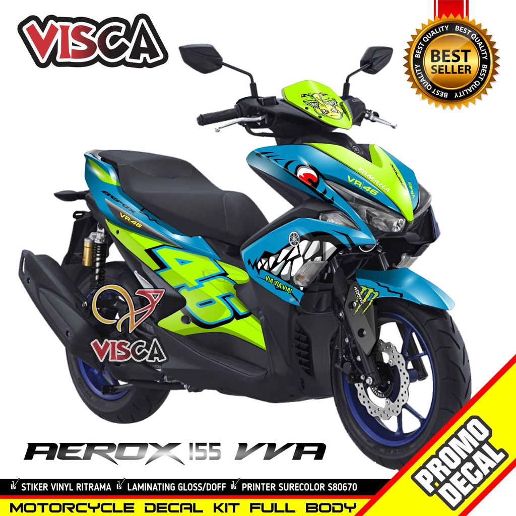 Decal Aerox 155 Full Body Striping Aerox 155 old Stiker Aerox 155 Full Body Shark Vr46