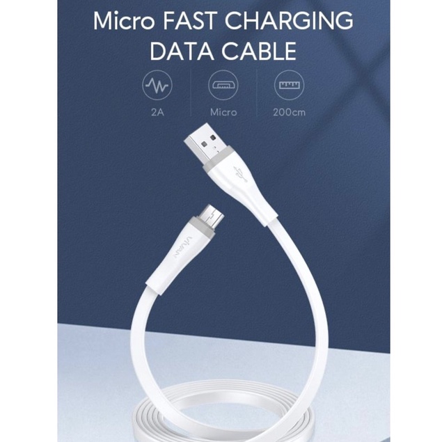 Vivan Flat Exclusive Kabel Data Micro Panjang 2 Meter/ 1 meter/ 30Cm Support Fast Charging 2A Cable Usb Micro