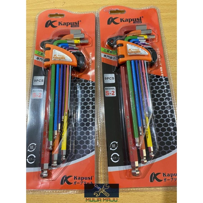 KUNCI L SET /KUNCI L BALLPOINT WARNA WARNI /HEXAGON KAPUSI 9pcs