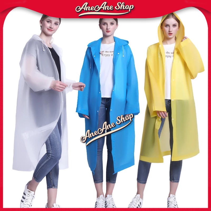 Jas Hujan Bertudung Dengan Kancing Modis Dewasa Tebal Ponco Raincoat