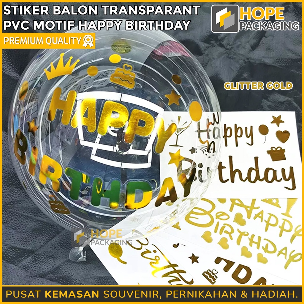 [ 3 pcs ] Stiker Balon Transparant / PVC / Sticker happy birthday / ulang tahun anak warna warni fancy