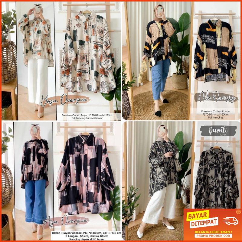 kemeja wanita oversize rayon viscose Ld 130