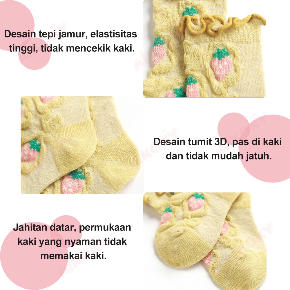 Aikoky Kaos kaki bayi anti slip/Kaus kaki bayi perempuan/Baby Socks Dengan Model Buah