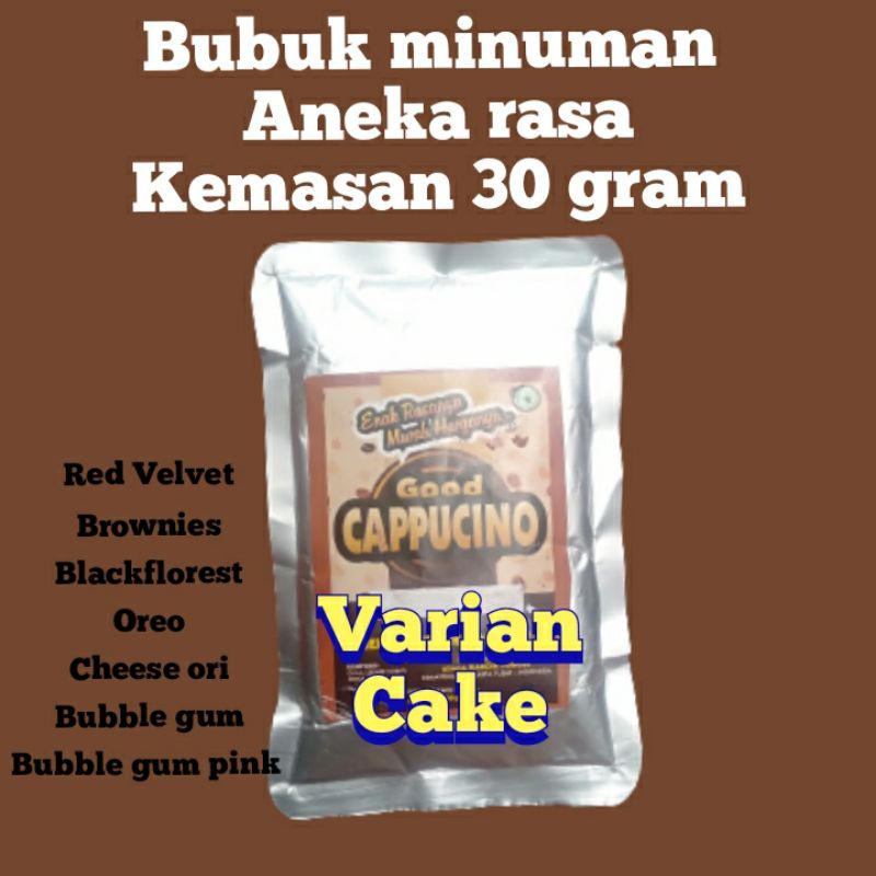 

Bubuk Minuman Rasa Kemasan 30 gram Aneka Varian Cake