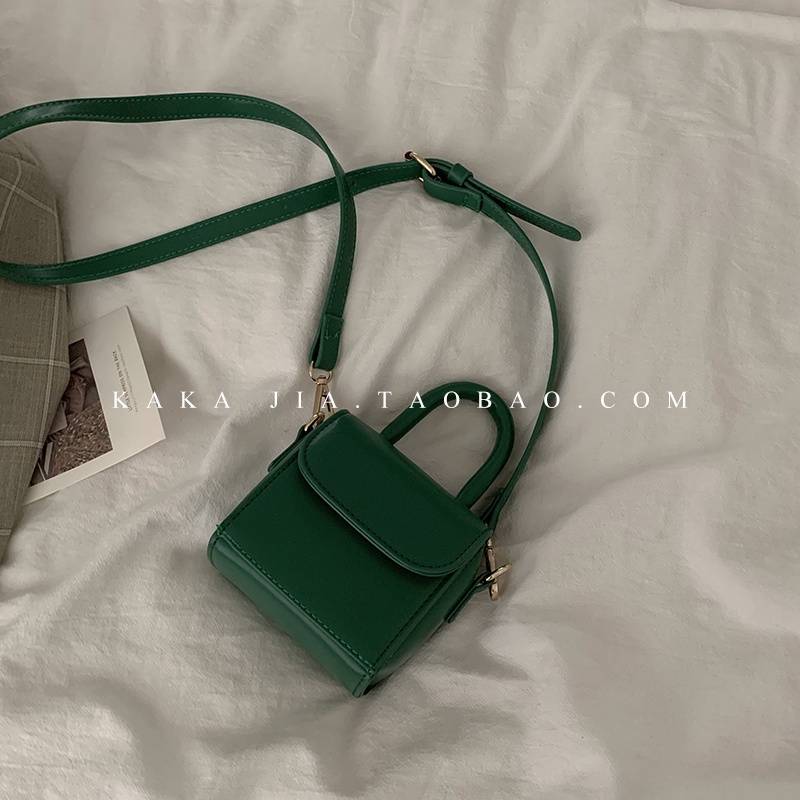 Suhao Mini Green Bag Wanita 2021 Baru Fashion Trendi Retro Portabel Kecil Square Tas Lipstik Tas All-Match Messenger Bag