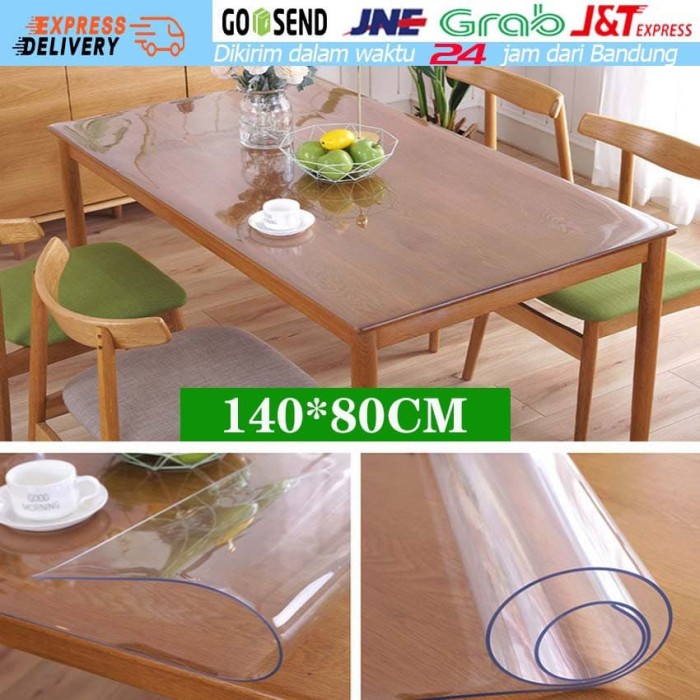 Taplak Meja PVC Transparan Plastik Mika Meteran Bening