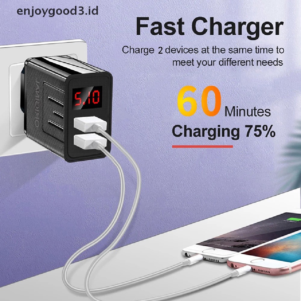 Adapter Charger USB 3.0 45W QC 3.0 display digital LED