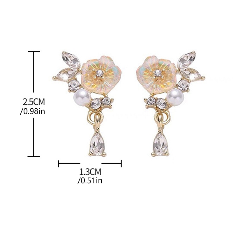 Fancyqube Anting Stud 925 Silver Needle Bentuk Bunga Aksen Mutiara Zircon Untuk Wanita