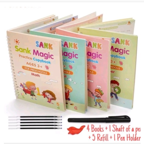 Sank Magic 3D Buku Magic Buku Edukasi Belajar Menulis Magic Practice Book 1 Set 4 Buku+ Pulpen + Refill