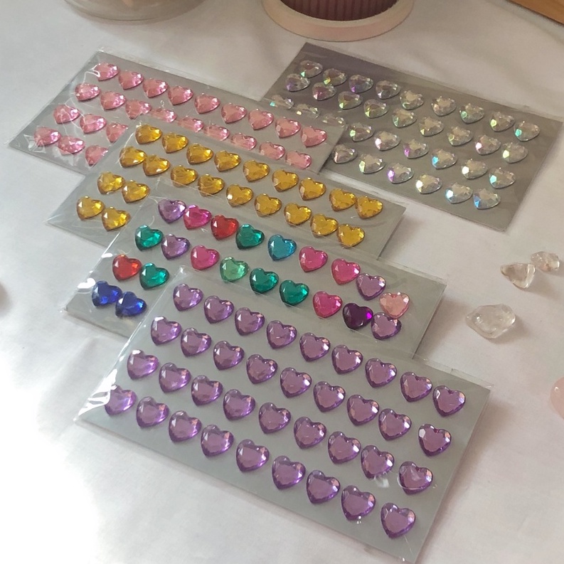 

Sticker 3D Batu Diamond Hati Heart Besar Deco Journal Bullet Bujo Scrapbook