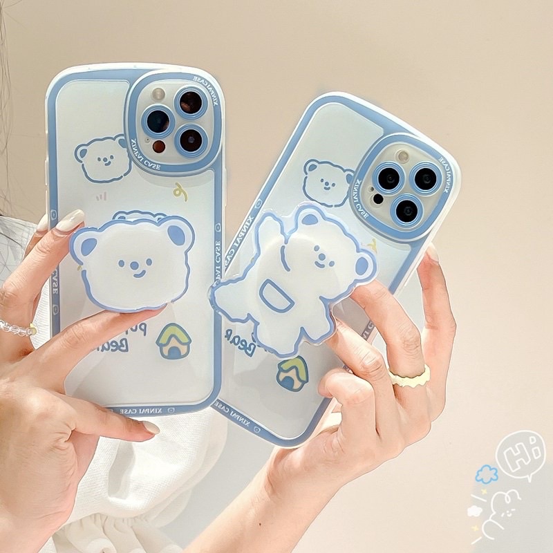 case bear beruang import with popsocket iphone vivo xiaomi