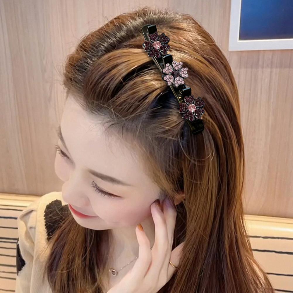 Jepit Rambut Poni Samping Desain Bunga Kristal Berlian Imitasi Bahan Akrilik Gaya Korea Untuk Wanita