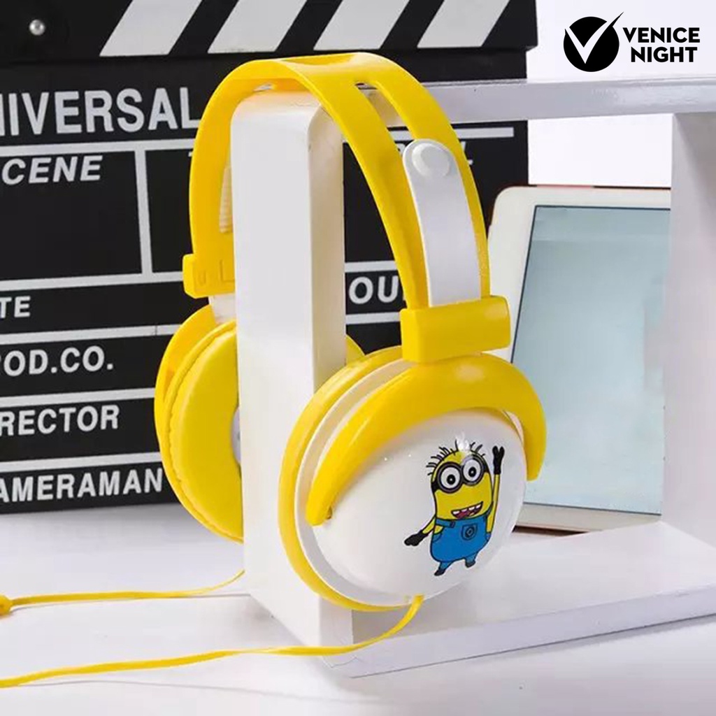 (VNEP) (Berkabel) Headphone Kejernihan Tinggi Mega Bass Stereo Headset Desain Kucing yang Menggemaskan untuk Anak-Anak