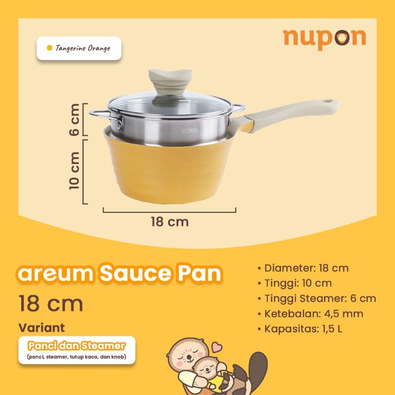 Panci Bayi Nupon- Steammer Pan Nupon Areum Sauce Pan With Stainless Steammer 18 Cm- Premium Sauce Pan- Panci Bayi