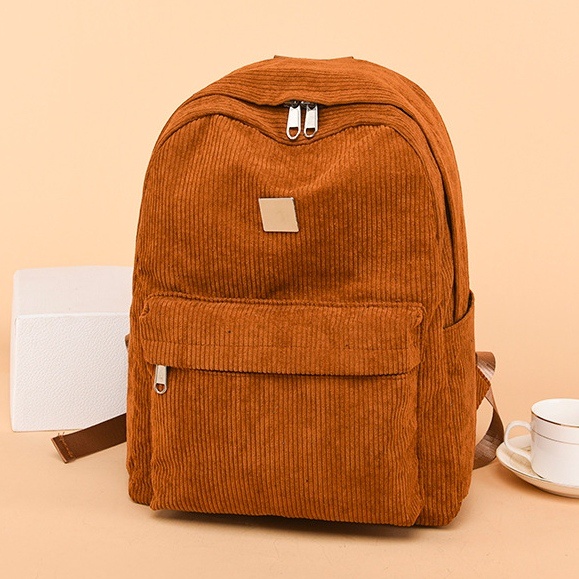 TAS RANSEL WANITA IMPORT BACKPACK BESAR CORDUROY COKLAT JESSIKA TA696B7 PREMIUM KOREA GENDONG PUNGGUNG SEKOLAH KULIAH KERJA REMAJA KEKINIAN FASHION BATAM